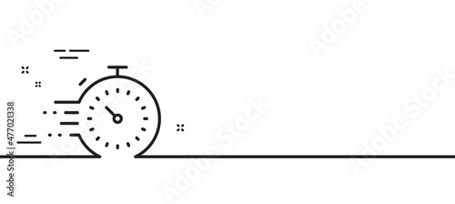 Timer line icon. Time management sign. Stopwatch symbol. Minimal line illustration background. Timer line icon pattern banner. White web template concept. Vector