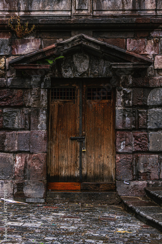 door, architecture, old, ancient, entrance, wall, building, wood, stone, house, wooden, antique, gate, brick, temple, travel, doorway, window, church, history, castle, arch, home, vintage, closed (ID: 477021985)