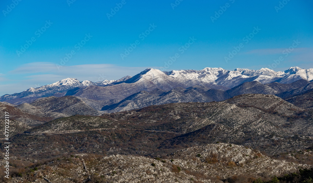 Sunny winter day in mountains. Balkanian mountains. Croatia.