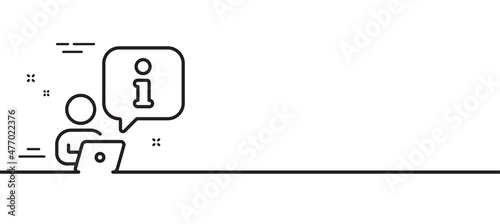 Interview line icon. Job information sign. Online business meeting symbol. Minimal line illustration background. Interview line icon pattern banner. White web template concept. Vector