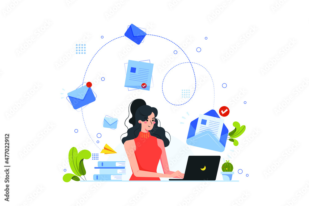Female Influencer Sending Email Marketing Female Influencer Sending Email Marketing