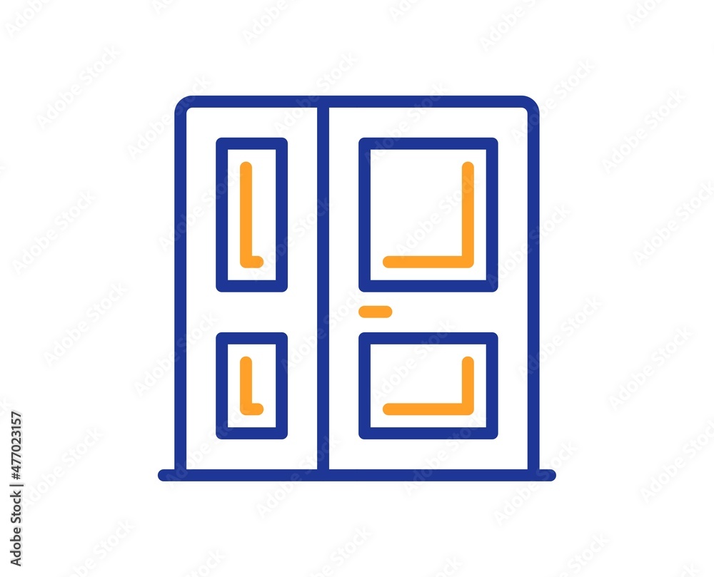 Entrance line icon. Entry door sign. Building exit symbol. Colorful thin line outline concept. Linear style entrance icon. Editable stroke. Vector Entrance line icon. Entry door sign. Building exit symbol. Colorful thin line outline concept. Linear style entrance icon. Editable stroke. Vector