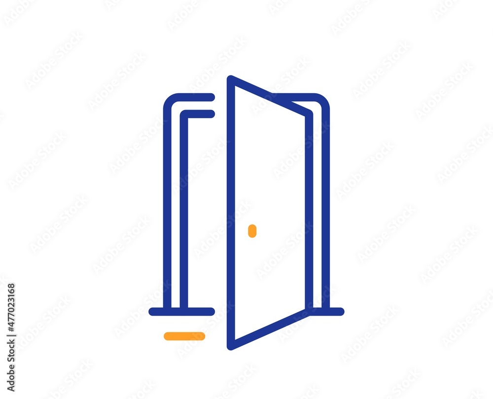 Open door line icon. Entrance doorway sign. Building entry symbol. Colorful thin line outline concept. Linear style open door icon. Editable stroke. Vector Open door line icon. Entrance doorway sign. Building entry symbol. Colorful thin line outline concept. Linear style open door icon. Editable stroke. Vector