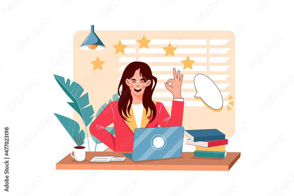 Customer Reviews Illustration concept. Flat illustration isolated on white background Customer Reviews Illustration concept. Flat illustration isolated on white background