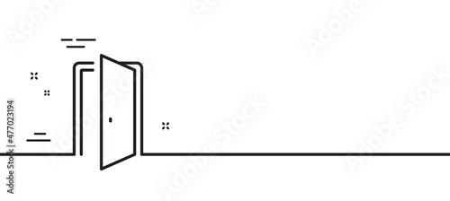 Open door line icon. Entrance doorway sign. Building entry symbol. Minimal line illustration background. Open door line icon pattern banner. White web template concept. Vector