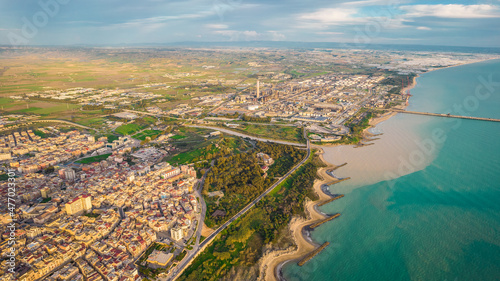 Aerial View of Gela City  Caltanissetta  Sicily  Italy  Europe