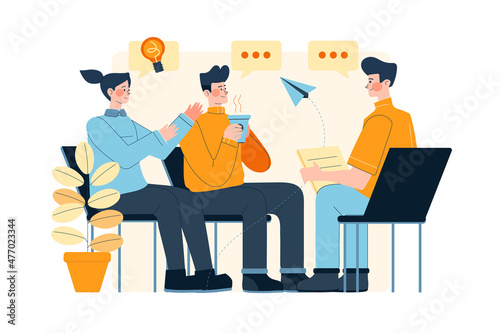 Group Discussion Illustration concept. Flat illustration isolated on white background