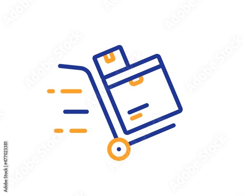 Inventory cart line icon. Wholesale delivery sign. Warehouse boxes symbol. Colorful thin line outline concept. Linear style inventory cart icon. Editable stroke. Vector