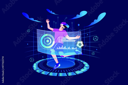 Metaverse and Virtual Reality Sports Illustration concept. Flat illustration isolated on white background.