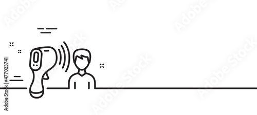 Electronic thermometer line icon. Temperature scanner sign. Fever measuring symbol. Minimal line illustration background. Electronic thermometer line icon pattern banner. Vector