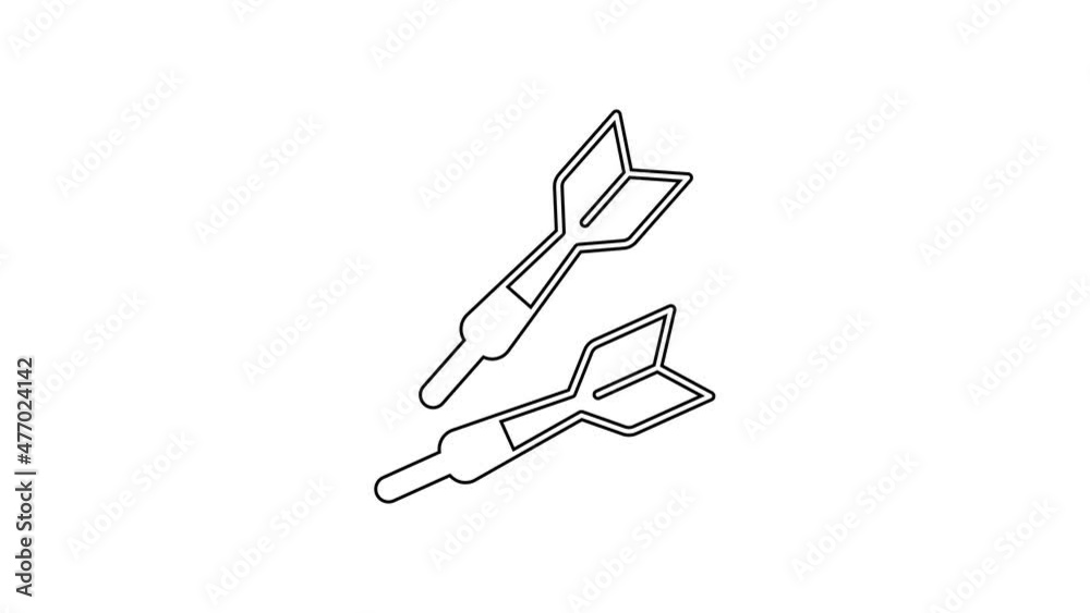 Black line Dart arrow icon isolated on white background. 4K Video motion graphic animation Black line Dart arrow icon isolated on white background. 4K Video motion graphic animation