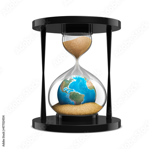 The earth in an hourglass with sand - 3D illustration