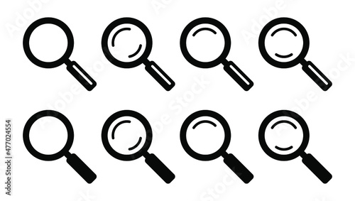 Magnifying glass icon. Search icon, vector magnifier or loupe sign.