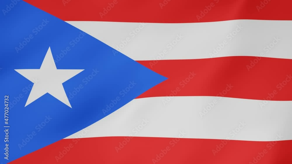 Bandera animada, Puerto Rico. 4K