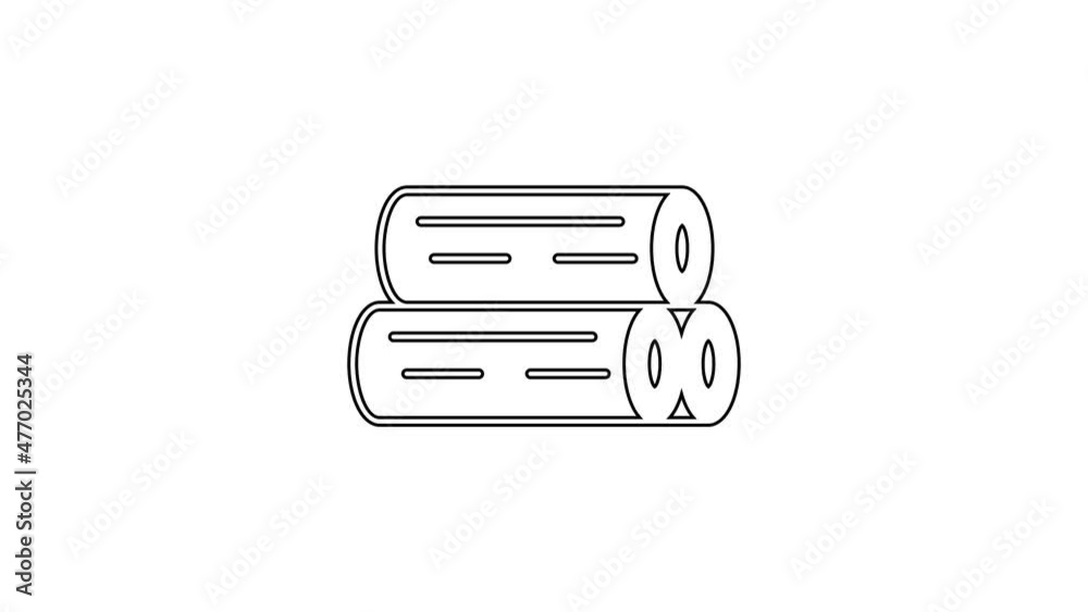 Black line Wooden log icon isolated on white background. Stack of firewood. 4K Video motion graphic animation Black line Wooden log icon isolated on white background. Stack of firewood. 4K Video motion graphic animation