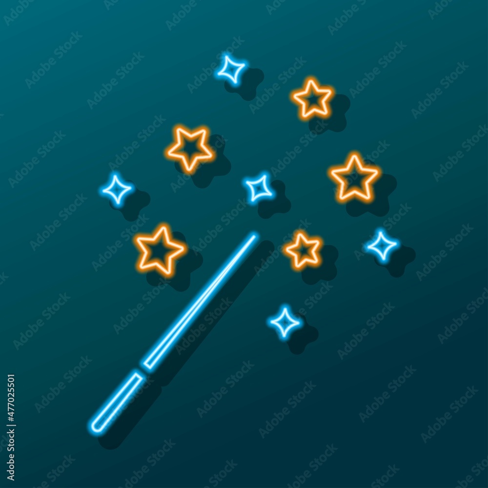 magic wand neon sign, modern glowing banner design, colorful modern design trend. Vector illustration. magic wand neon sign, modern glowing banner design, colorful modern design trend. Vector illustration.