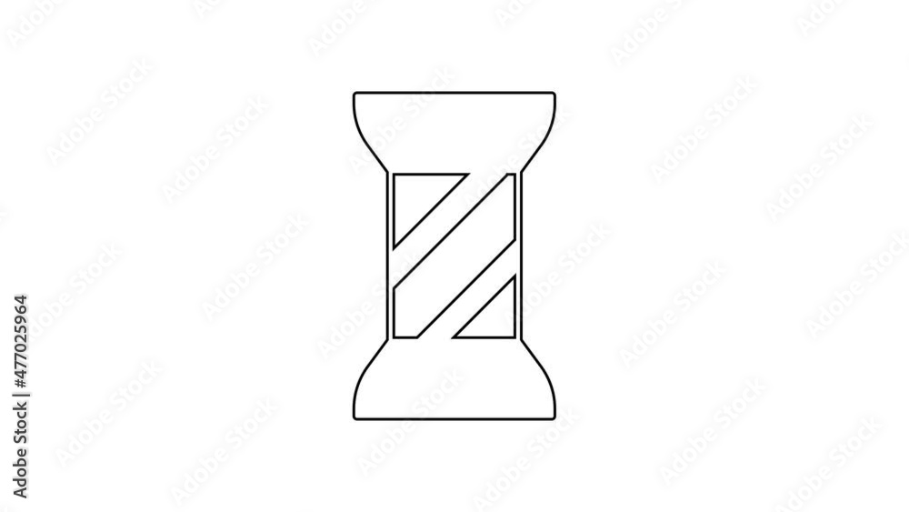 Black line Sewing thread on spool icon isolated on white background. Yarn spool. Thread bobbin. 4K Video motion graphic animation Black line Sewing thread on spool icon isolated on white background. Yarn spool. Thread bobbin. 4K Video motion graphic animation