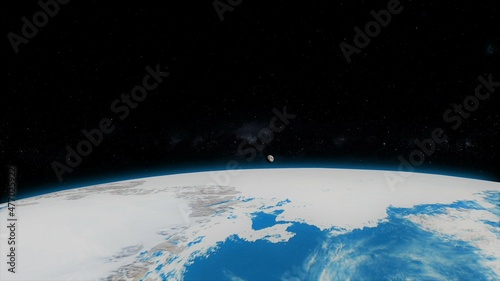 earth and moon view from space 3d illustration