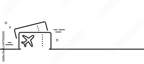 Boarding pass line icon. Airplane tickets sign. Check in flight symbol. Minimal line illustration background. Boarding pass line icon pattern banner. White web template concept. Vector