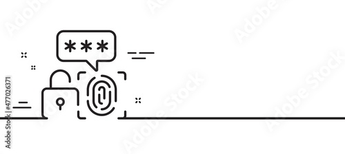 Biometric security line icon. Fingerprint scan sign. Privacy data symbol. Minimal line illustration background. Biometric security line icon pattern banner. White web template concept. Vector