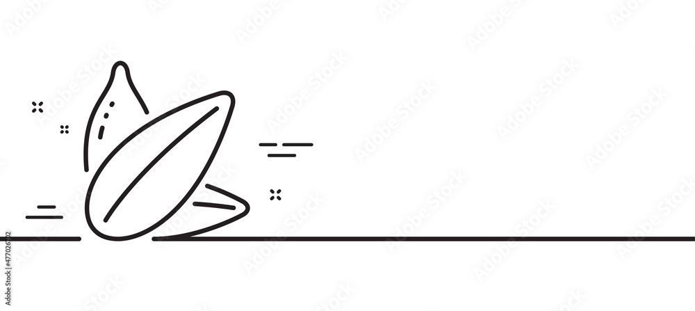 Sunflower seed line icon. Tasty seeds sign. Vegan food symbol. Minimal line illustration background. Sunflower seed line icon pattern banner. White web template concept. Vector Sunflower seed line icon. Tasty seeds sign. Vegan food symbol. Minimal line illustration background. Sunflower seed line icon pattern banner. White web template concept. Vector