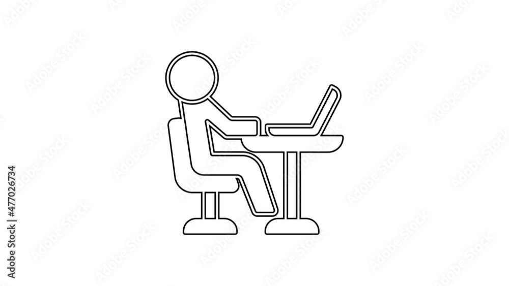 custom made wallpaper toronto digitalBlack line Freelancer icon isolated on white background. Freelancer man working on laptop at his house. Online working, distant job concept. 4K Video motion graphic animation