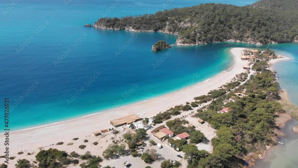 Aerial drone view Oludeniz beach Turkey Mediterranean cost Aerial drone view Oludeniz beach Turkey Mediterranean cost
