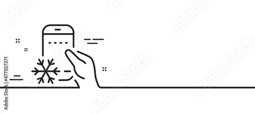 Refrigerator app line icon. Fridge mobile application sign. Remote control symbol. Minimal line illustration background. Refrigerator app line icon pattern banner. White web template concept. Vector