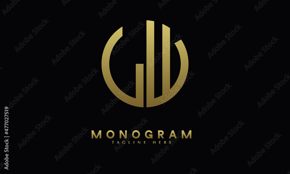 Alphabet LW or WL illustration monogram vector logo template in round shape