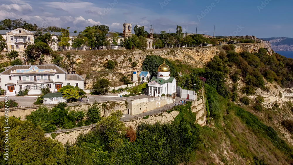  Beautiful view of the St. George Monastery in the rocks of Cape Fiolent