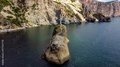  Beautiful view of St. George s rock with a cross on Cape Fiolent on the Crimean peninsula.