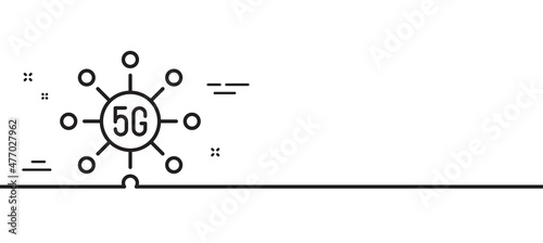 5g technology line icon. Wifi wireless network sign. Mobile data transmission symbol. Minimal line illustration background. 5g technology line icon pattern banner. White web template concept. Vector
