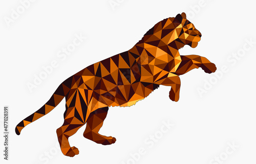 tiger in the style of love poly isolated on a white background, for decoration and posters