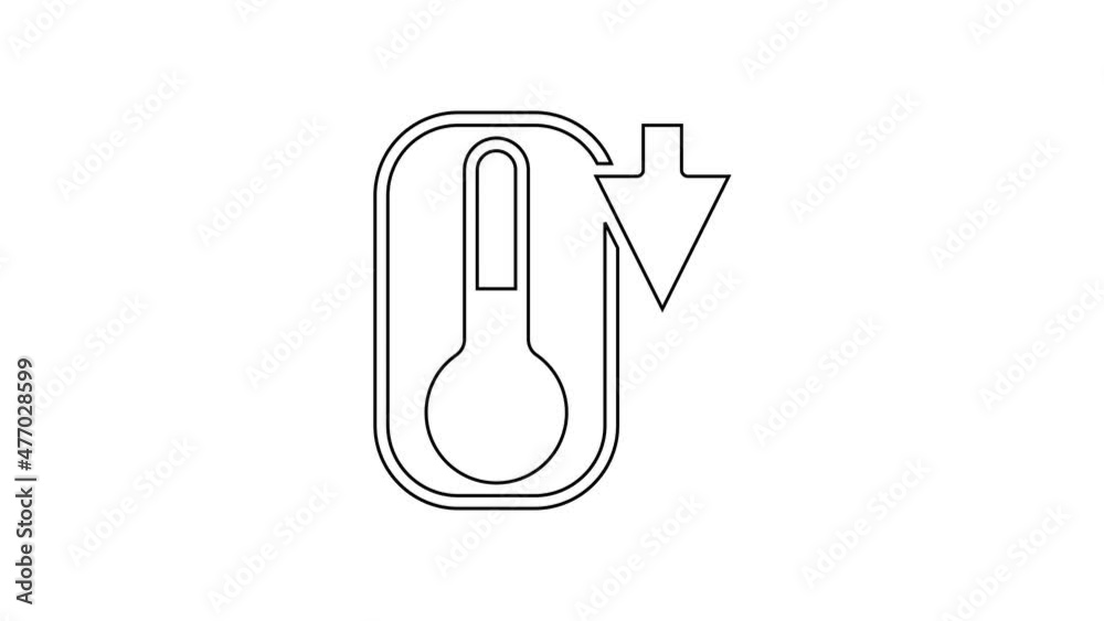 Black line Meteorology thermometer measuring heat and cold icon isolated on white background. Thermometer equipment showing hot or cold weather. 4K Video motion graphic animation Black line Meteorology thermometer measuring heat and cold icon isolated on white background. Thermometer equipment showing hot or cold weather. 4K Video motion graphic animation