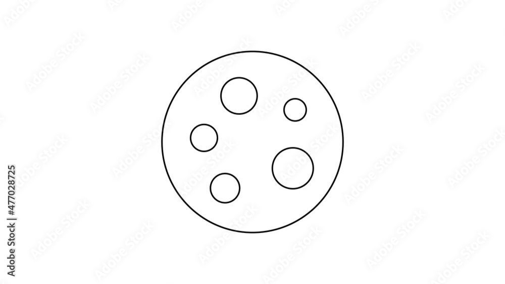 Black line Moon icon isolated on white background. 4K Video motion graphic animation Black line Moon icon isolated on white background. 4K Video motion graphic animation