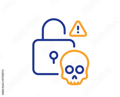 Cyber attack line icon. Ransomware threat sign. Password cracking symbol. Colorful thin line outline concept. Linear style cyber attack icon. Editable stroke. Vector