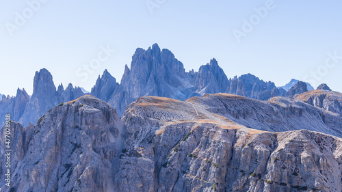Panorama view from the Tre Cime di Lavadero to the nieghbouring mountains in the south and Lago Misurina © Photofex