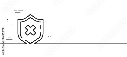 Reject protection line icon. Decline shield sign. No security. Minimal line illustration background. Reject protection line icon pattern banner. White web template concept. Vector photo