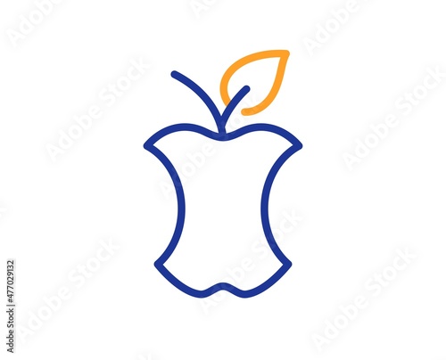 Organic waste line icon. Apple core sign. Leftover food products symbol. Colorful thin line outline concept. Linear style organic waste icon. Editable stroke. Vector