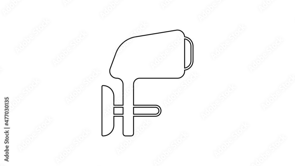 Black line Outboard boat motor icon isolated on white background. Boat engine. 4K Video motion graphic animation