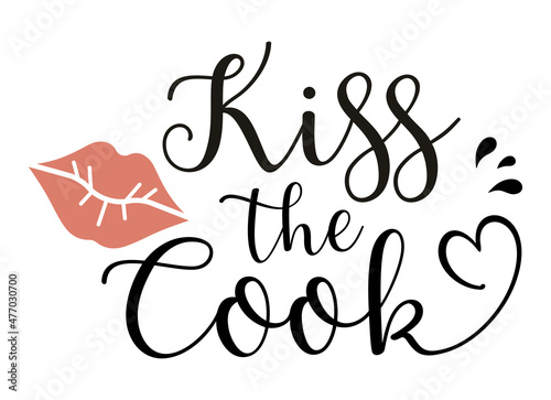 Template for Kitchen poster or apron print. Kiss the cook