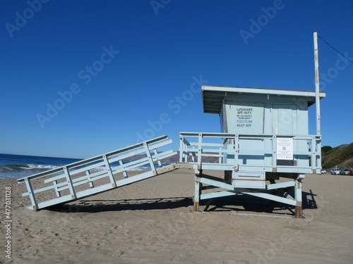 beach hut on the beach in malibu photo