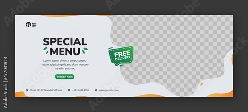 Delicious burger and food menu cover template