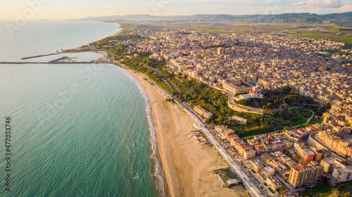 Aerial View of Gela City, Caltanissetta, Sicily, Italy, Europe photo
