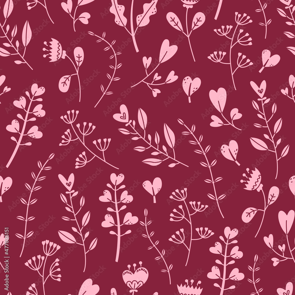 Vector botanical seamless pattern for Valentines Day