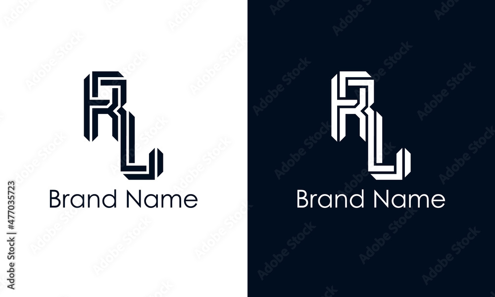 Minimalist abstract letter RL logo.