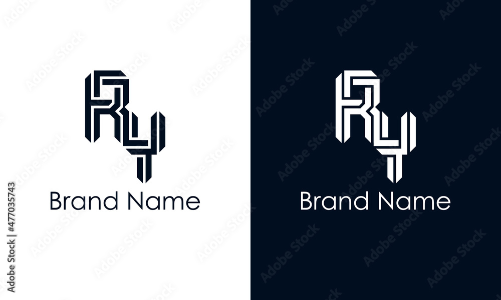 Minimalist abstract letter RY logo. - obrazy, fototapety, plakaty 