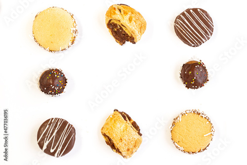 Chocolate covered cakes of different flavors