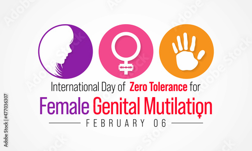 International Day of Zero Tolerance for Female Genital Mutilation (FGM) is observed every year on February 6, Vector illustration