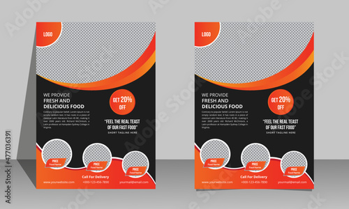 Food Flyer Design For Your Food Company, Restaurant. Layout space for photo background.